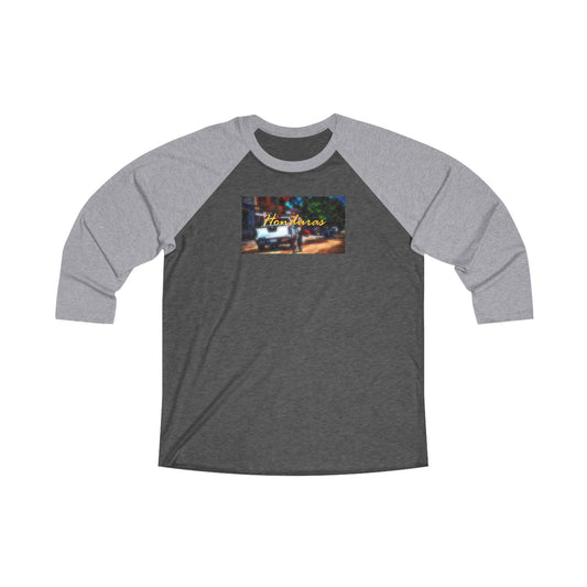 Honduras Text Vintage VW Bus Road Trip Raglan Tee