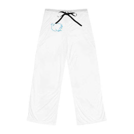 Blue Dove Outline Women's Pajama Pants — Soft White Lounge Sleepwear