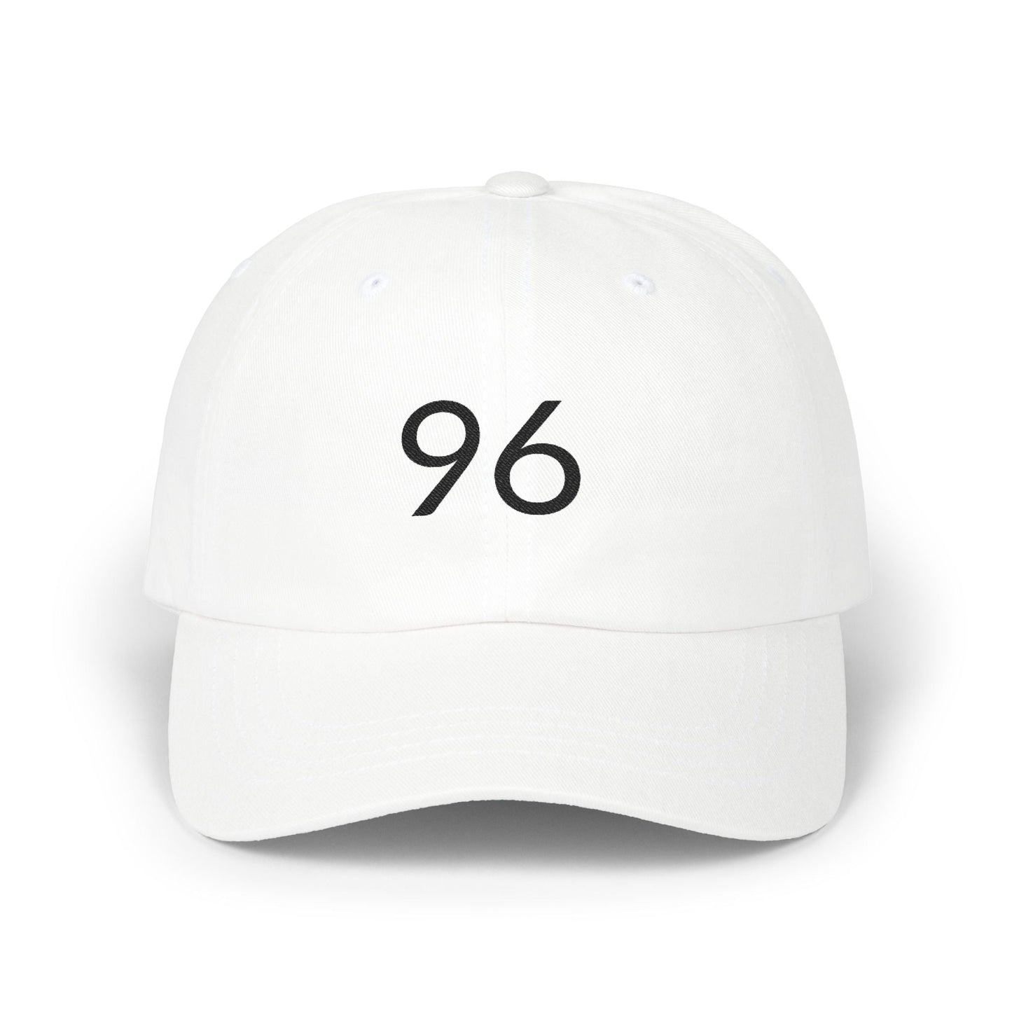 96 Embroidered Classic Dad Cap — Minimal Vintage Number Baseball Hat - Mantleshop