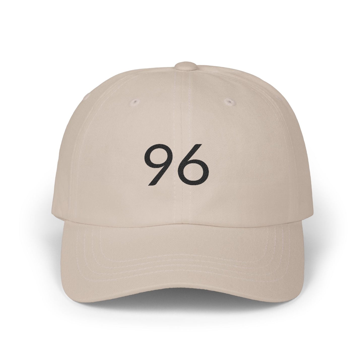 96 Embroidered Classic Dad Cap — Minimal Vintage Number Baseball Hat - Mantleshop