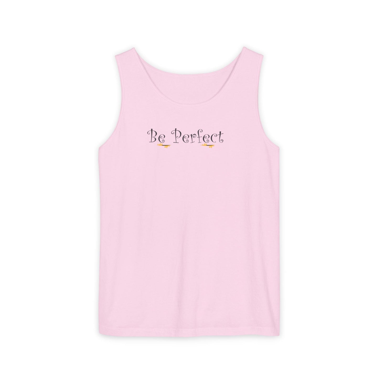 Be Perfect Floral Tank Top — Feminine Script Graphic Tank - Mantleshop