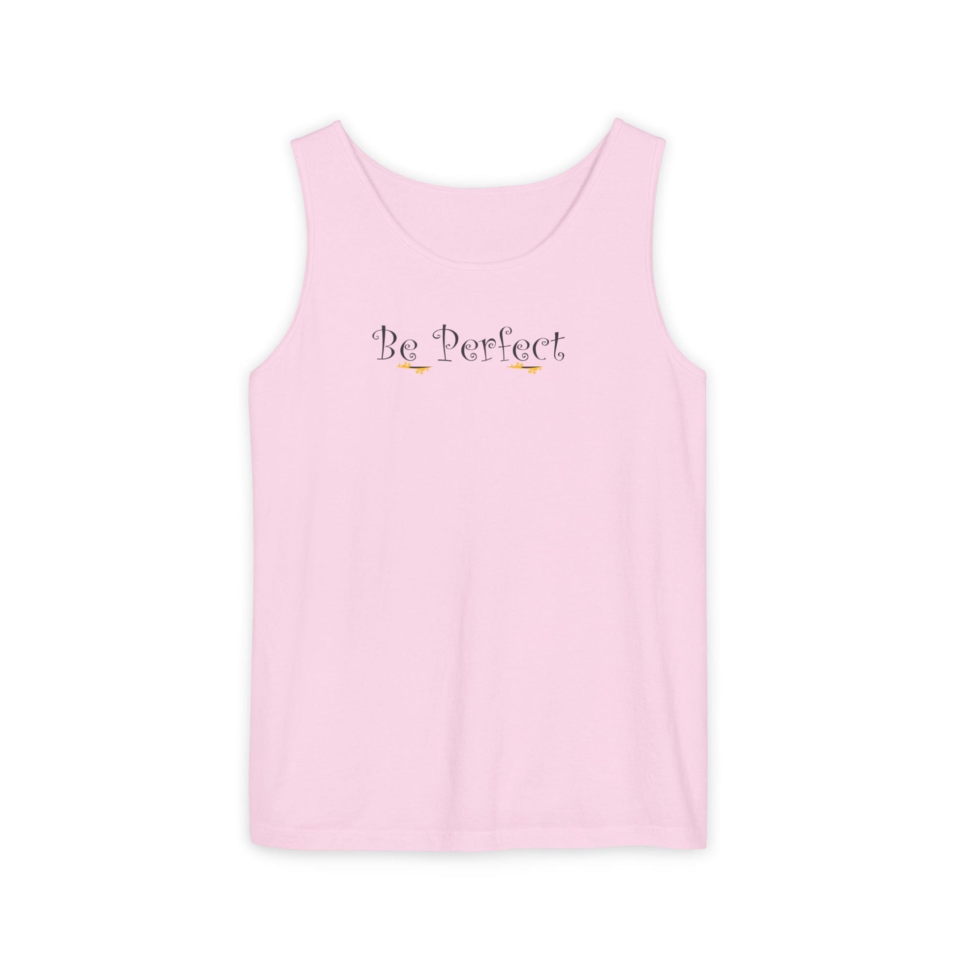 Be Perfect Floral Tank Top — Feminine Script Graphic Tank - Mantleshop