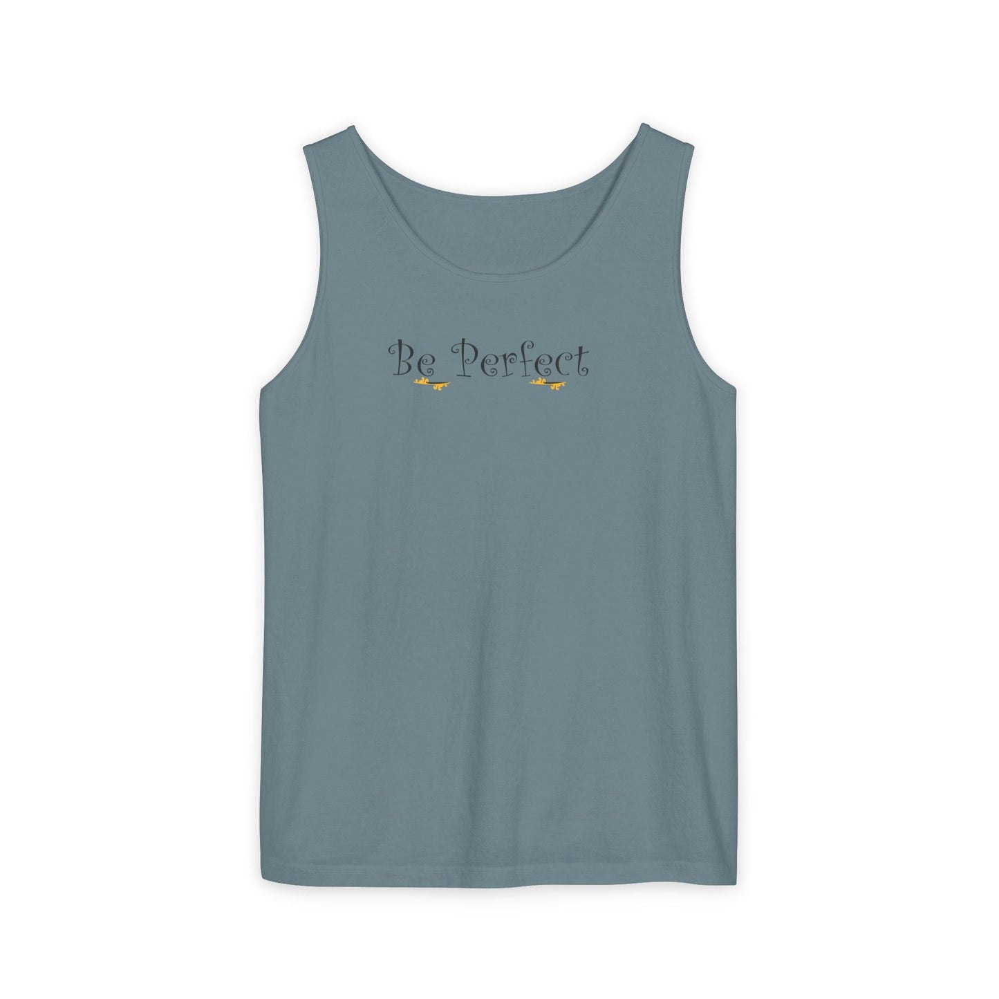 Be Perfect Floral Tank Top — Feminine Script Graphic Tank - Mantleshop