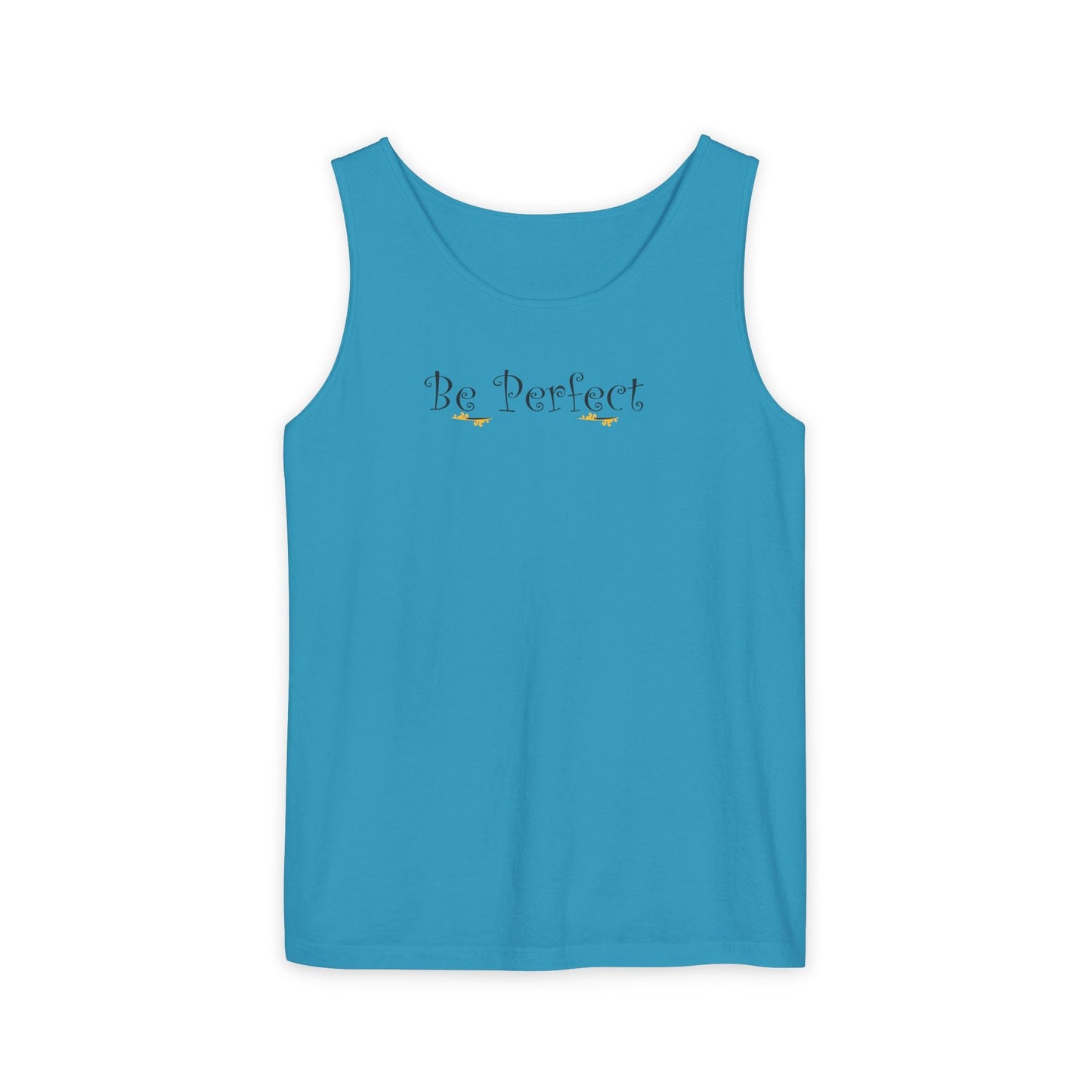 Be Perfect Floral Tank Top — Feminine Script Graphic Tank - Mantleshop