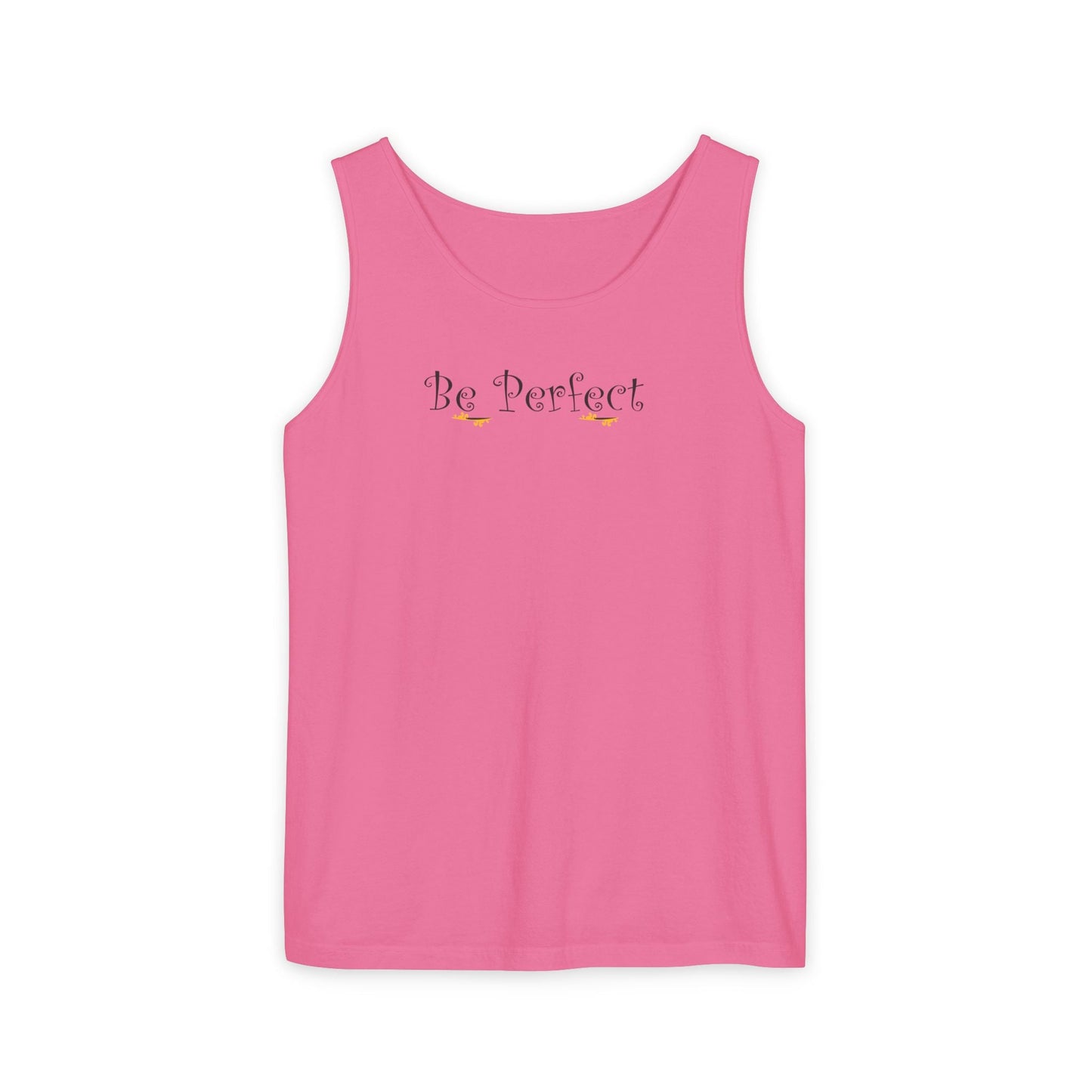 Be Perfect Floral Tank Top — Feminine Script Graphic Tank - Mantleshop