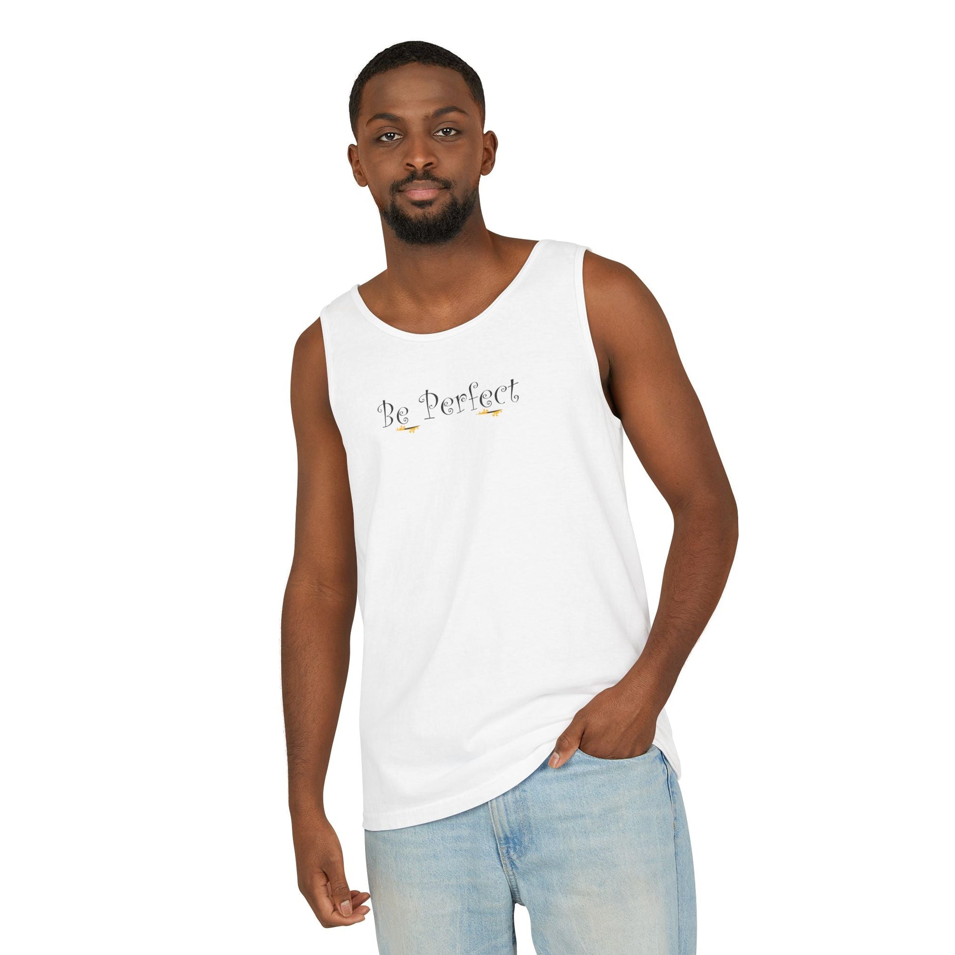 Be Perfect Floral Tank Top — Feminine Script Graphic Tank - Mantleshop