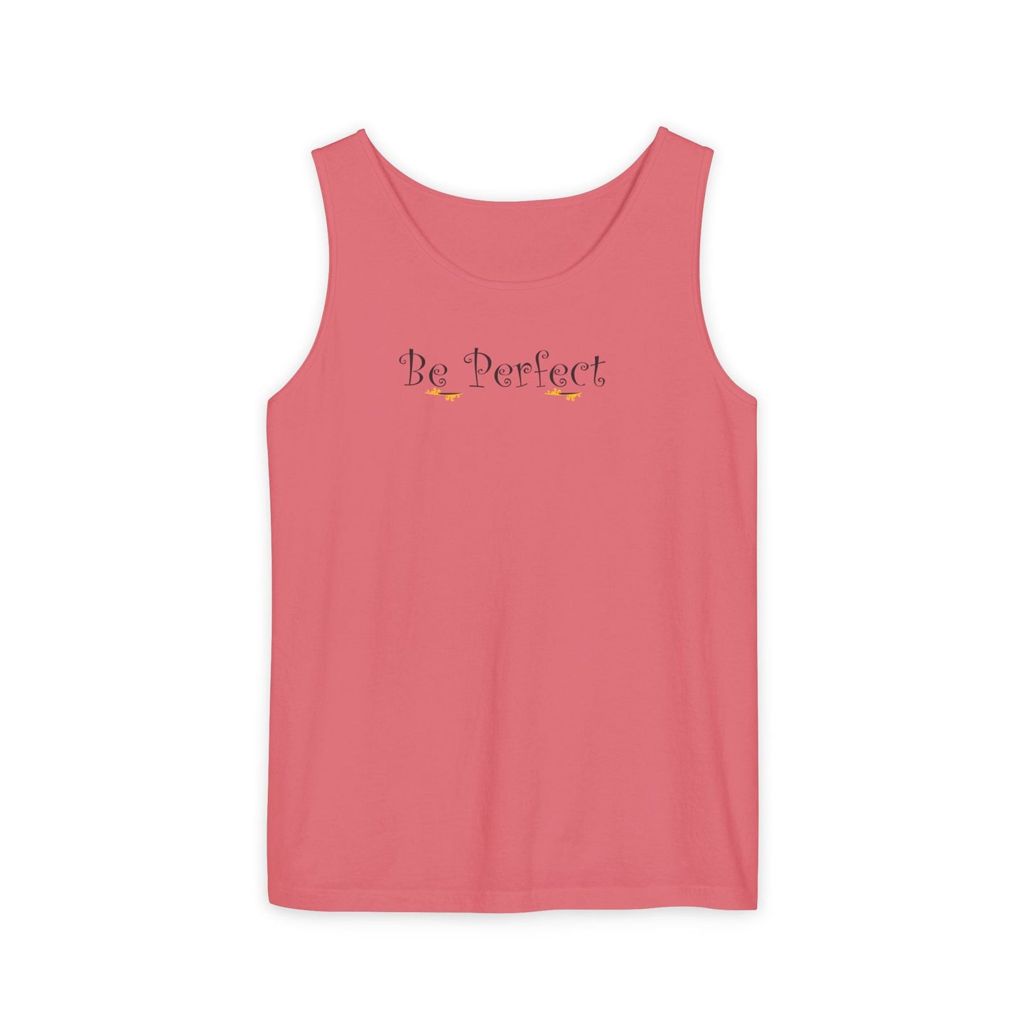 Be Perfect Floral Tank Top — Feminine Script Graphic Tank - Mantleshop