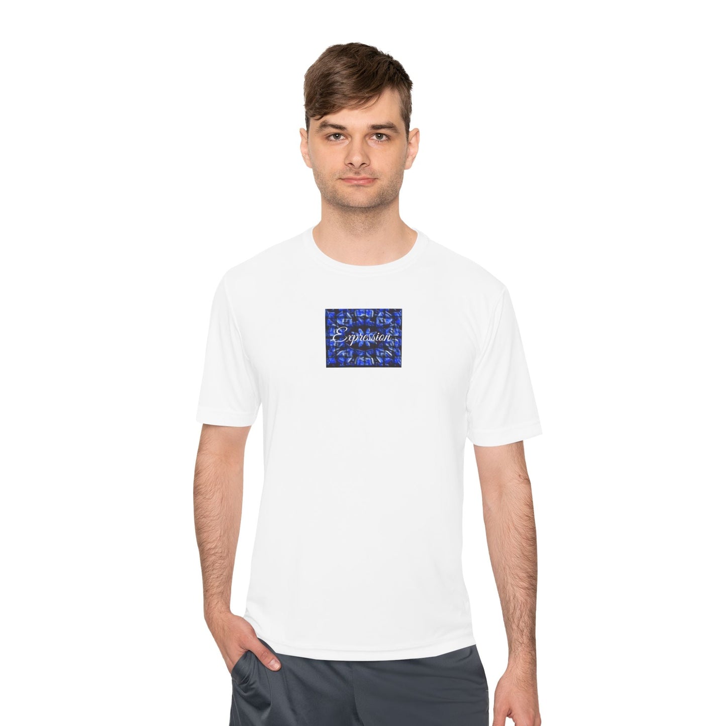 Expression blue patt Unisex Moisture Wicking Tee - Mantle x Whitecloak