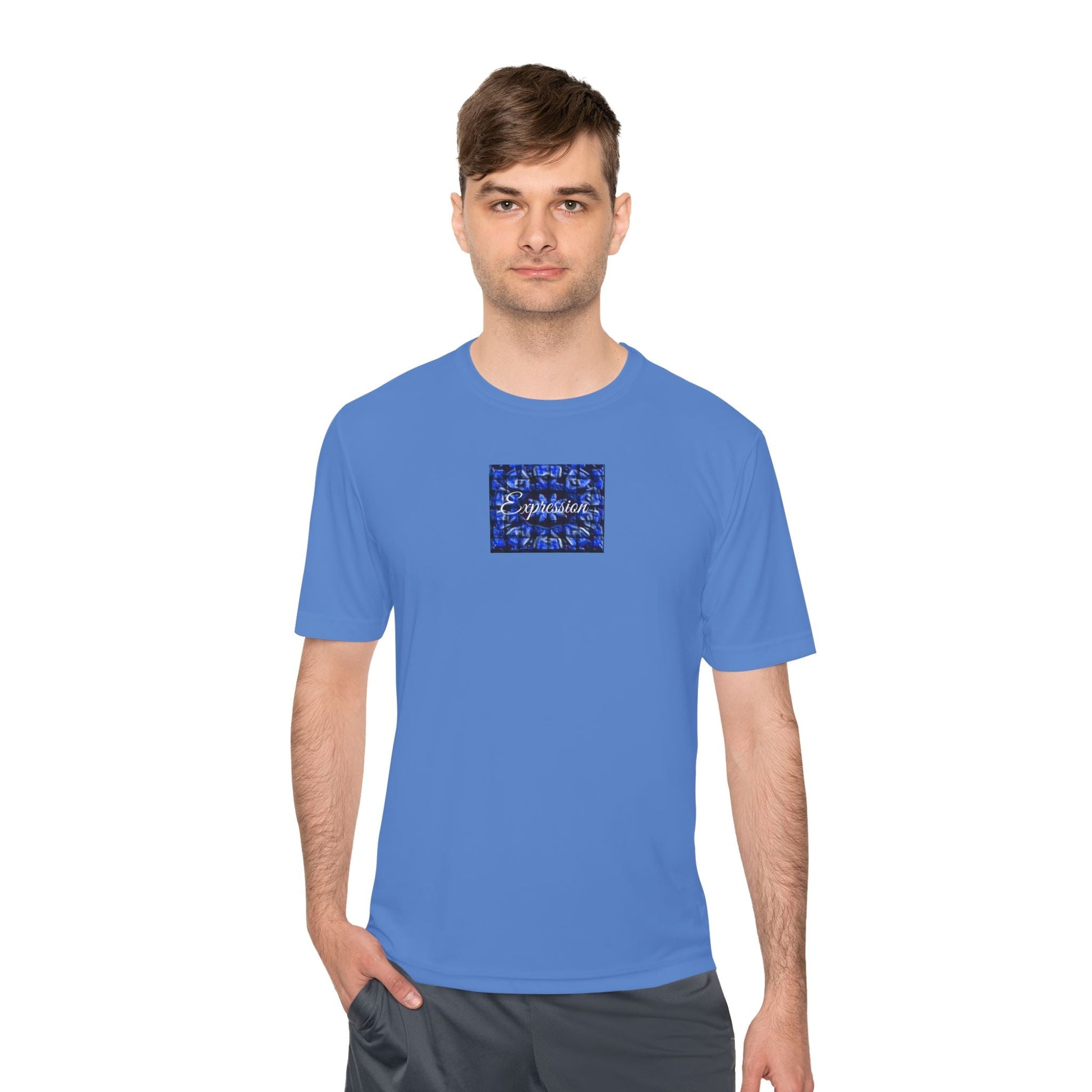 Expression blue patt Unisex Moisture Wicking Tee - Mantle x Whitecloak