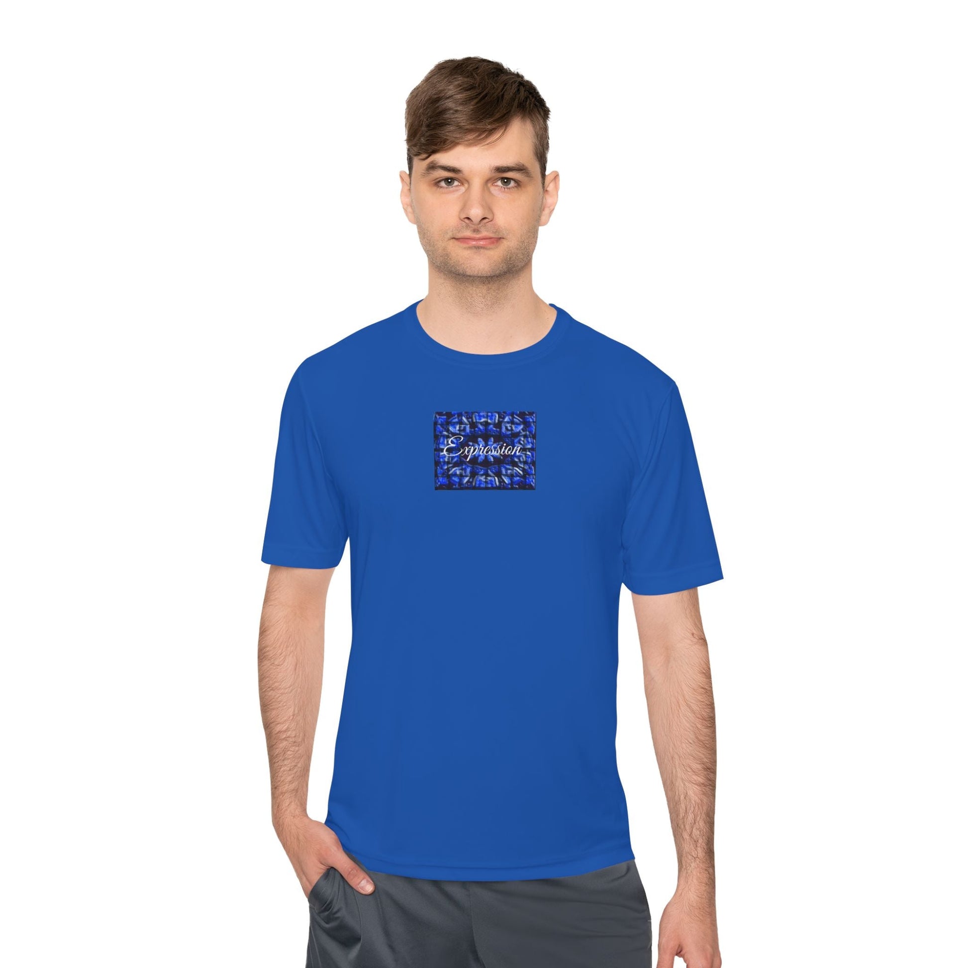 Expression blue patt Unisex Moisture Wicking Tee - Mantle x Whitecloak