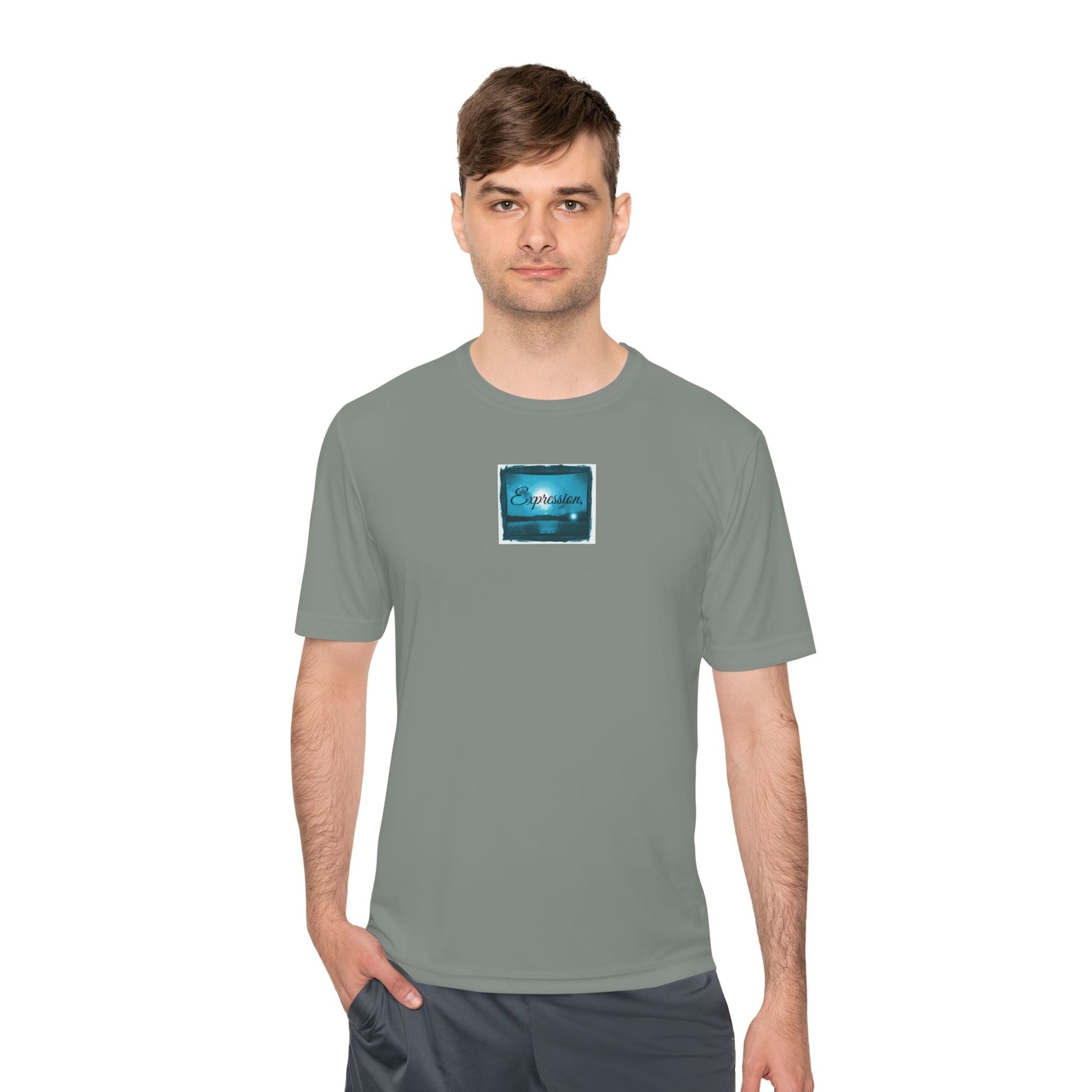 Expression blue turq Unisex Moisture Wicking Tee - Mantle x Whitecloak