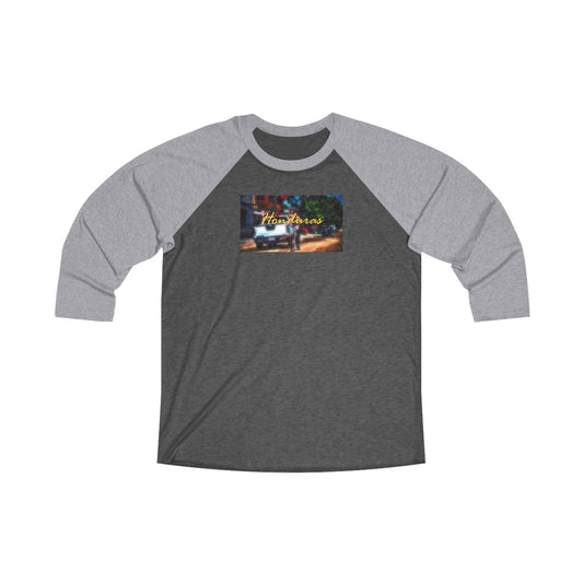 Honduras Text Vintage VW Bus Road Trip Raglan Tee - Mantleshop