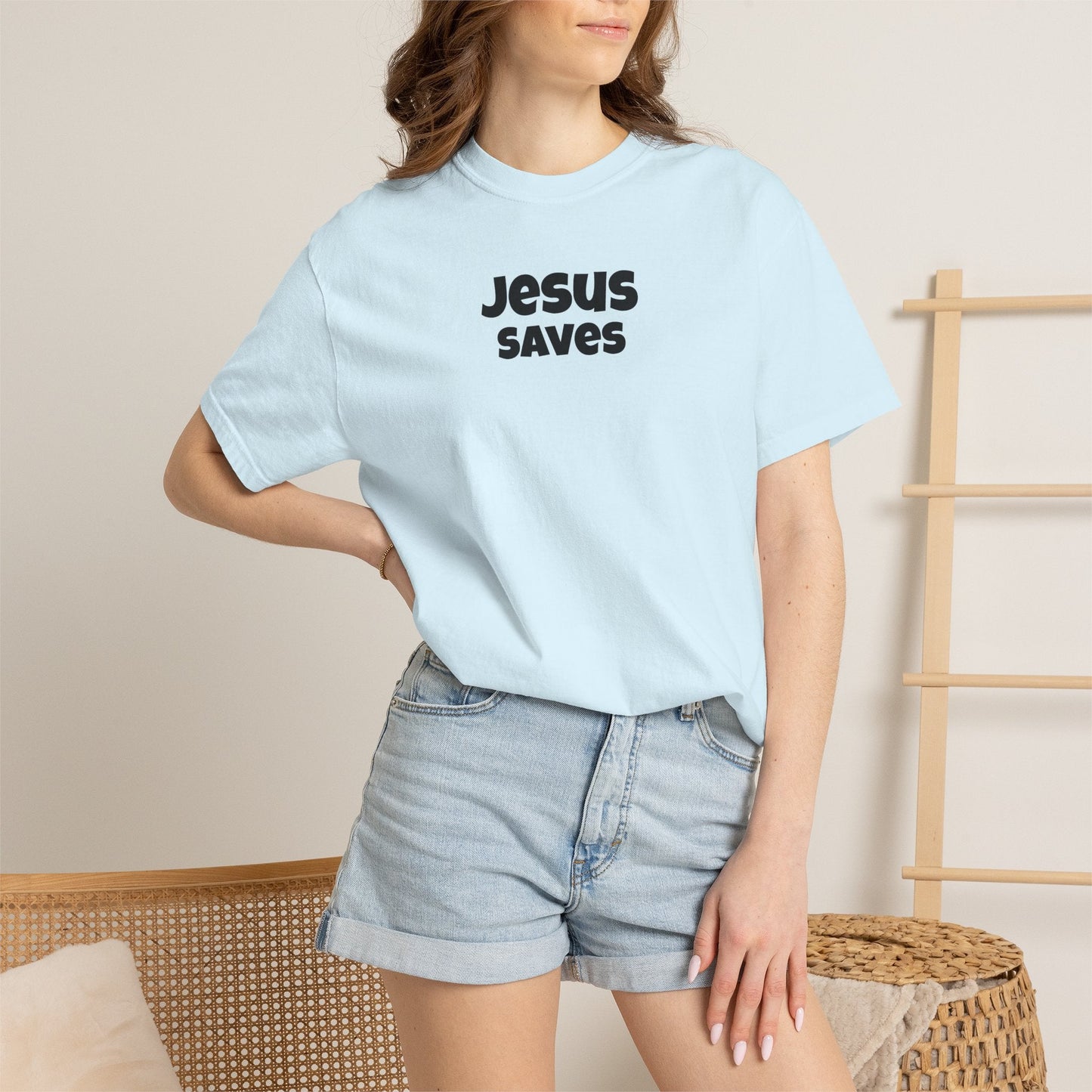 Jesus Saves Minimal Script Tee - Mantle x Whitecloak