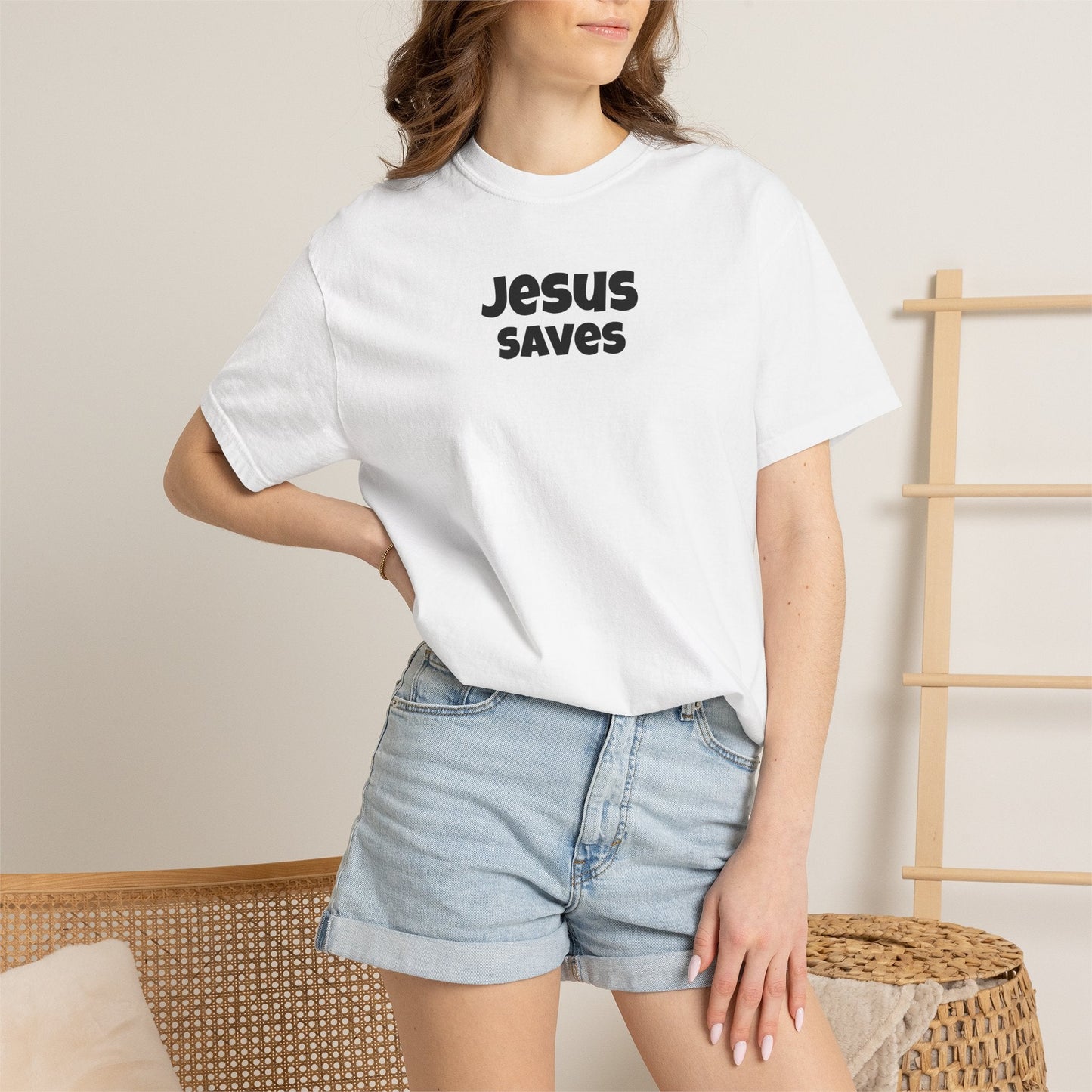 Jesus Saves Minimal Script Tee - Mantle x Whitecloak