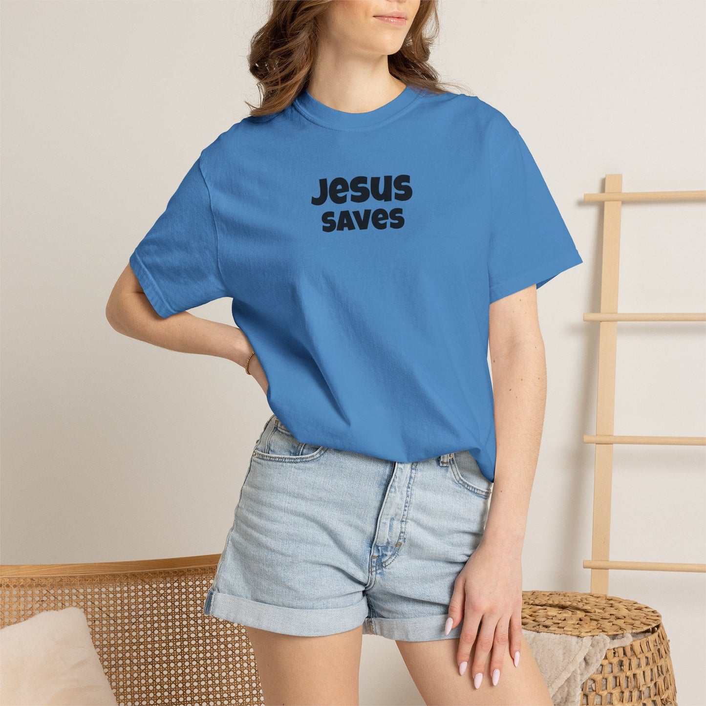 Jesus Saves Minimal Script Tee - Mantle x Whitecloak