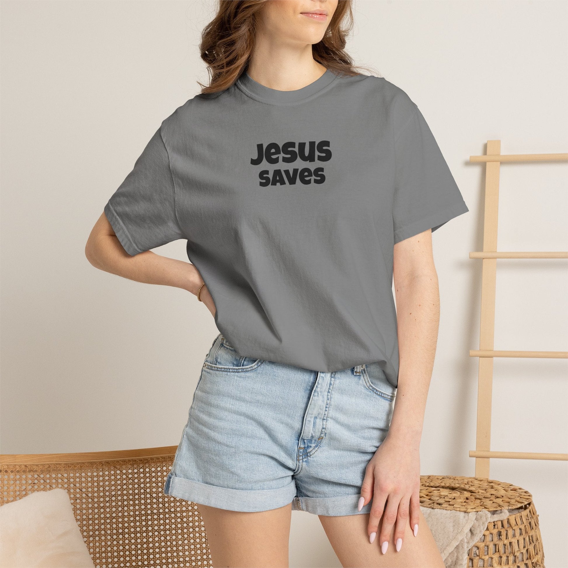 Jesus Saves Minimal Script Tee - Mantle x Whitecloak