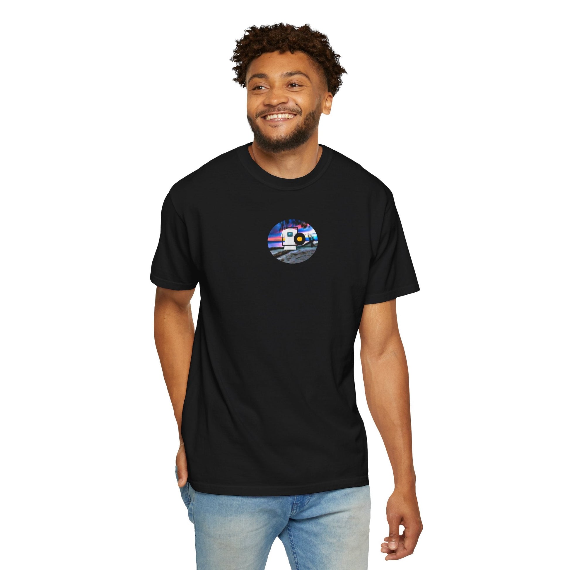 Neon Sun Clip Art Mountain Van Tee - Mantleshop