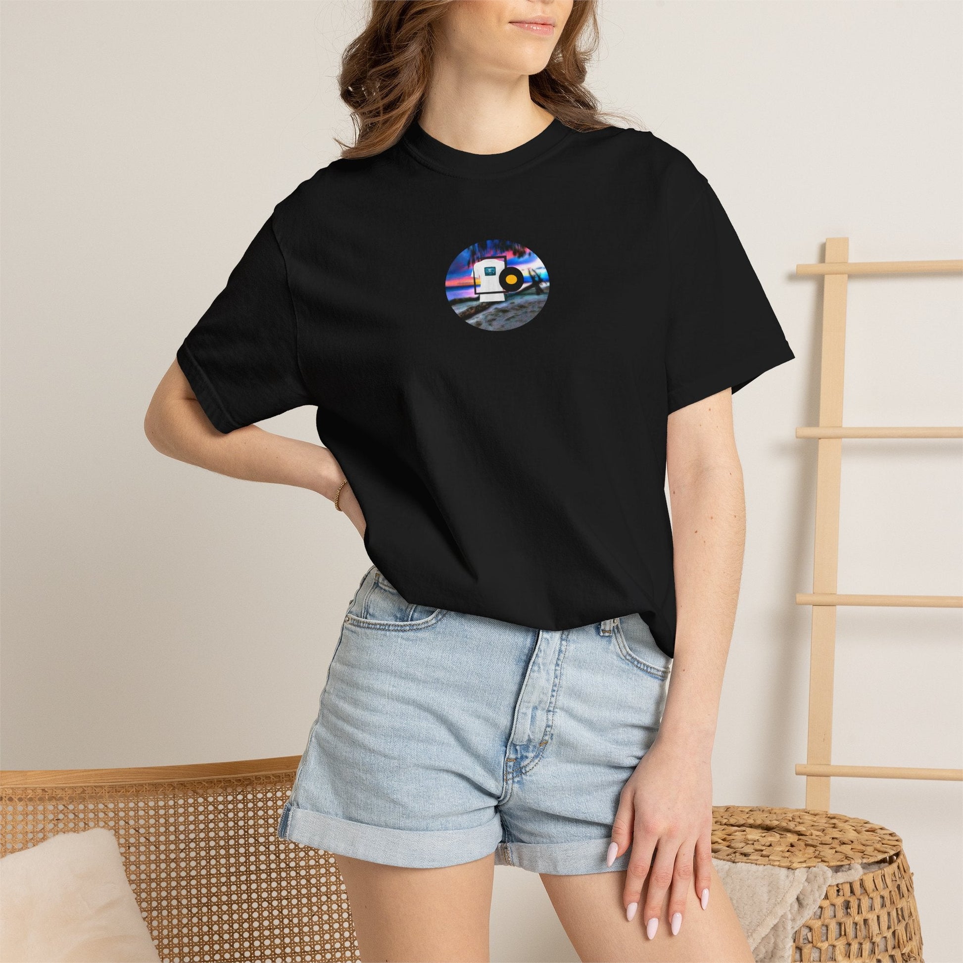 Neon Sun Clip Art Mountain Van Tee - Mantleshop