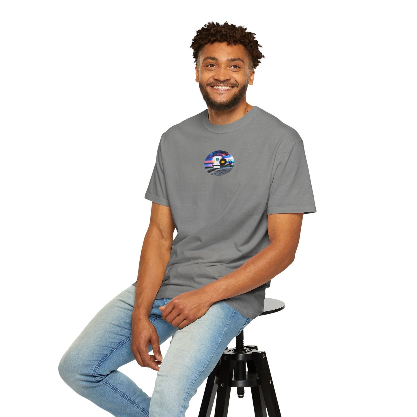 Neon Sun Clip Art Mountain Van Tee - Mantleshop