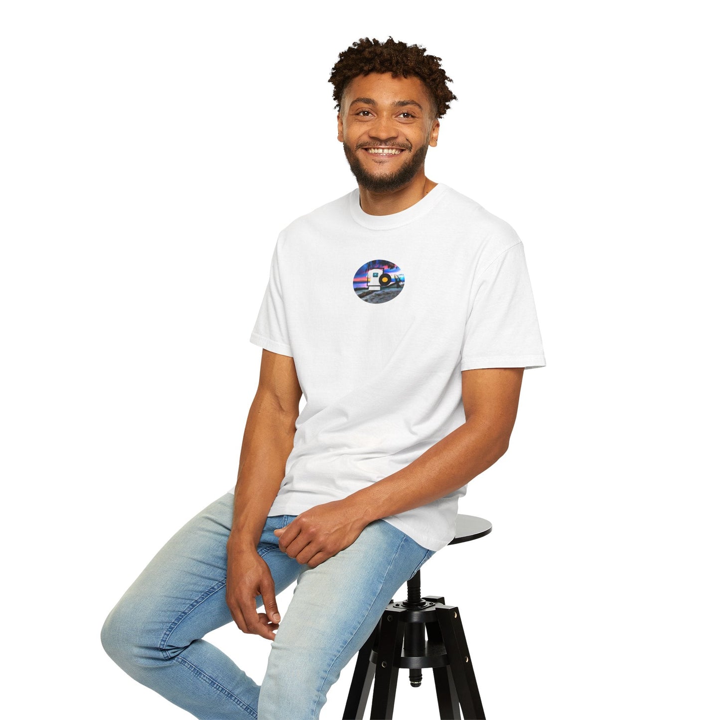 Neon Sun Clip Art Mountain Van Tee - Mantleshop