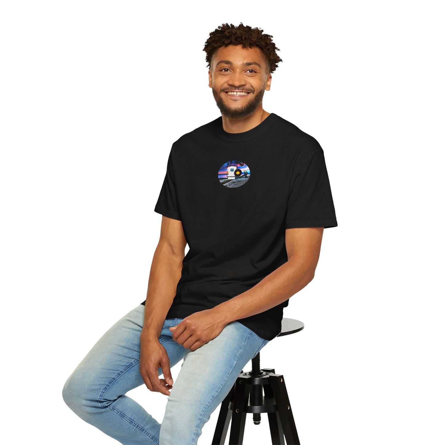 Neon Sun Clip Art Mountain Van Tee - Mantleshop