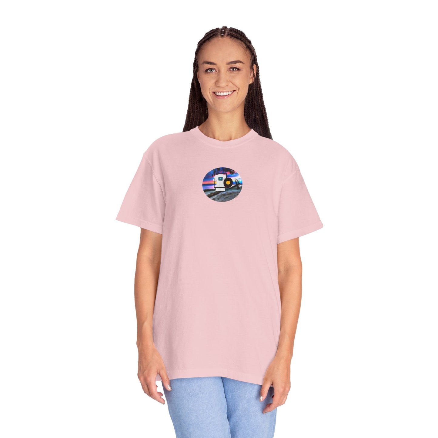 Neon Sun Clip Art Mountain Van Tee - Mantleshop