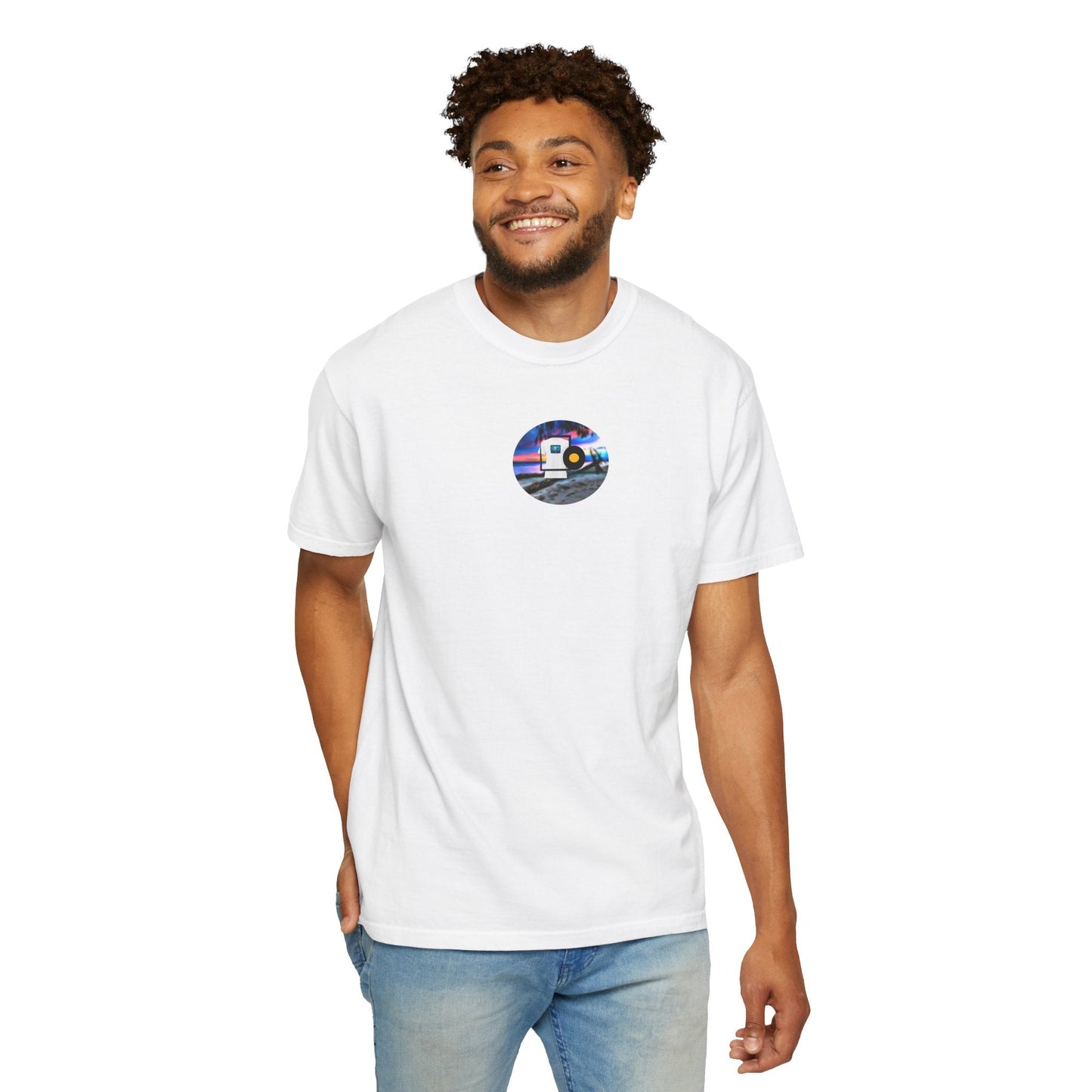 Neon Sun Clip Art Mountain Van Tee - Mantleshop