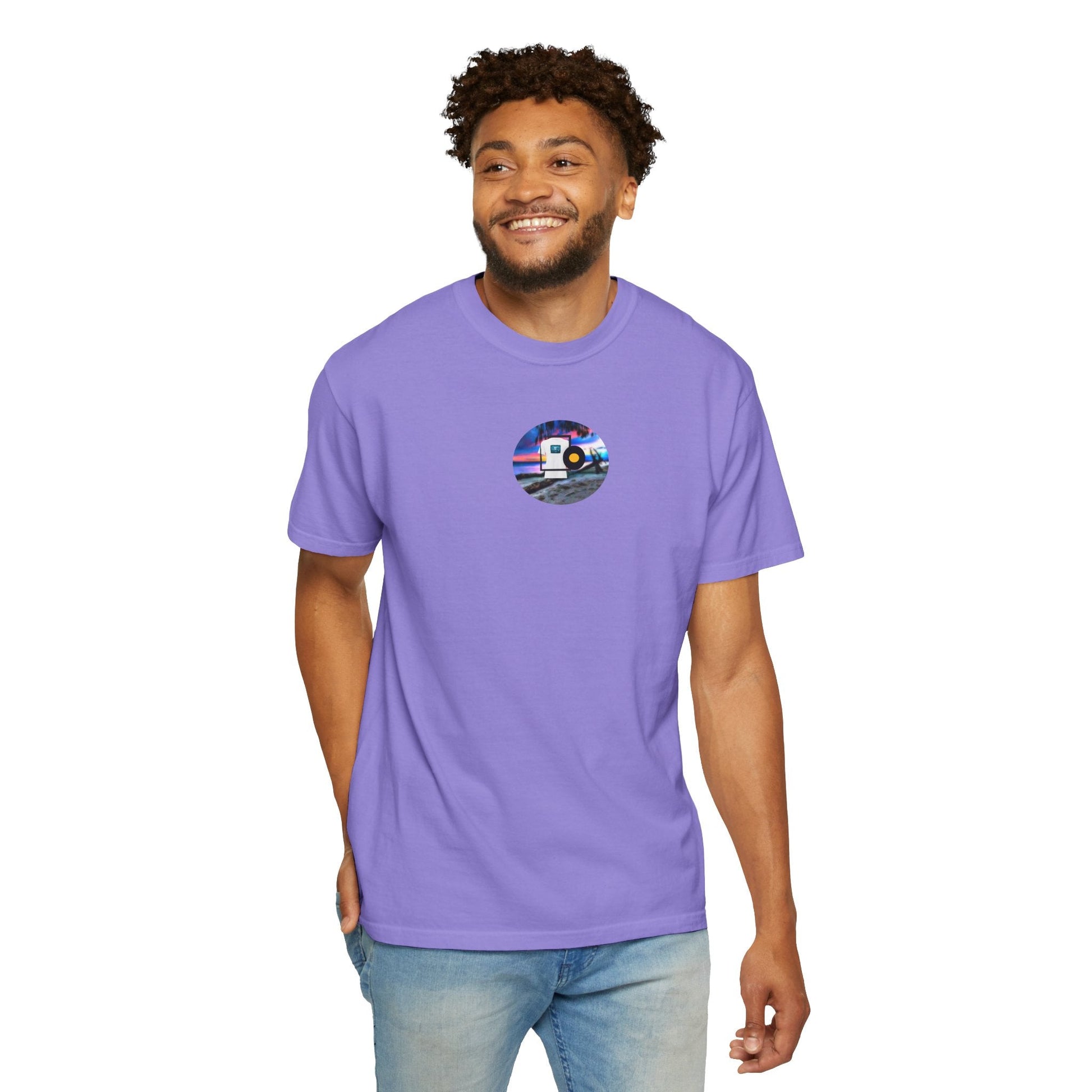 Neon Sun Clip Art Mountain Van Tee - Mantleshop